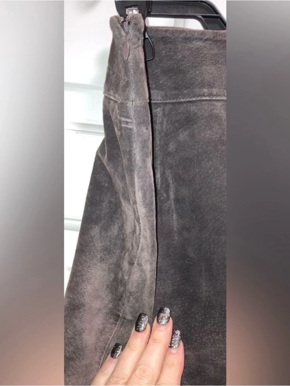 Express World Brand Brown Suede Leather pencil Skirt lined Size 11/12